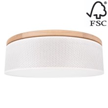 Stropna svetilka BENITA 2xE27/25W/230V pr. 48 cm krem barva/hrast – FSC certifikat