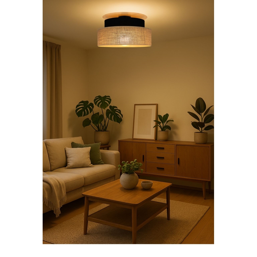 Stropna svetilka BOHO 1xE27/60W/230V črna/bež