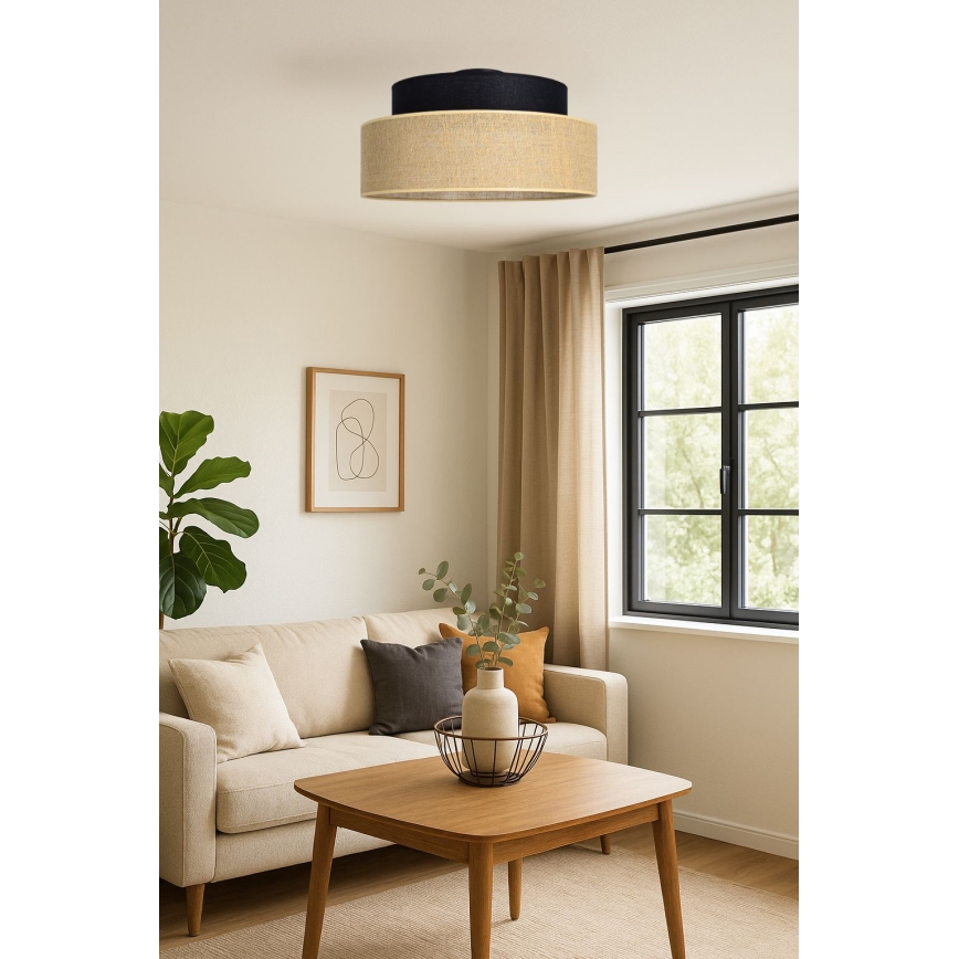 Stropna svetilka BOHO 1xE27/60W/230V črna/bež