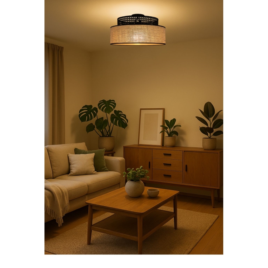Stropna svetilka BOHO 1xE27/60W/230V črna/ratan
