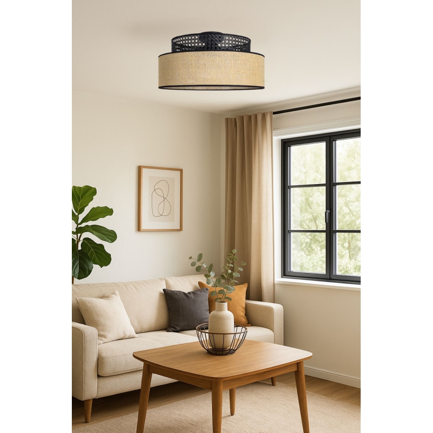 Stropna svetilka BOHO 1xE27/60W/230V črna/ratan