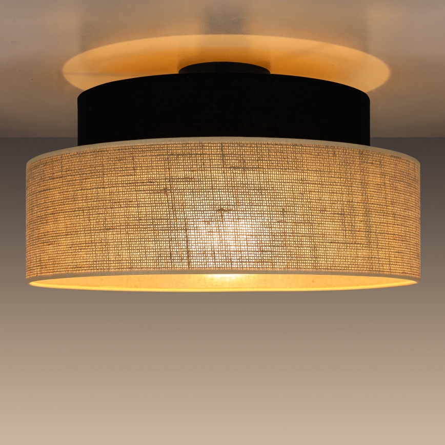 Stropna svetilka BOHO 1xE27/60W/230V pr. 40 cm črna/bež