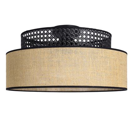 Stropna svetilka BOHO 1xE27/60W/230V pr. 40 cm črna/ratan