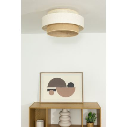 Stropna svetilka BOHO 1xE27/60W/230V, premer 40 cm, bela/juta