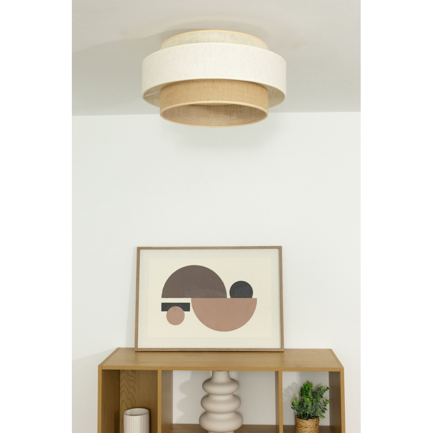 Stropna svetilka BOHO 1xE27/60W/230V, premer 40 cm, bela/juta