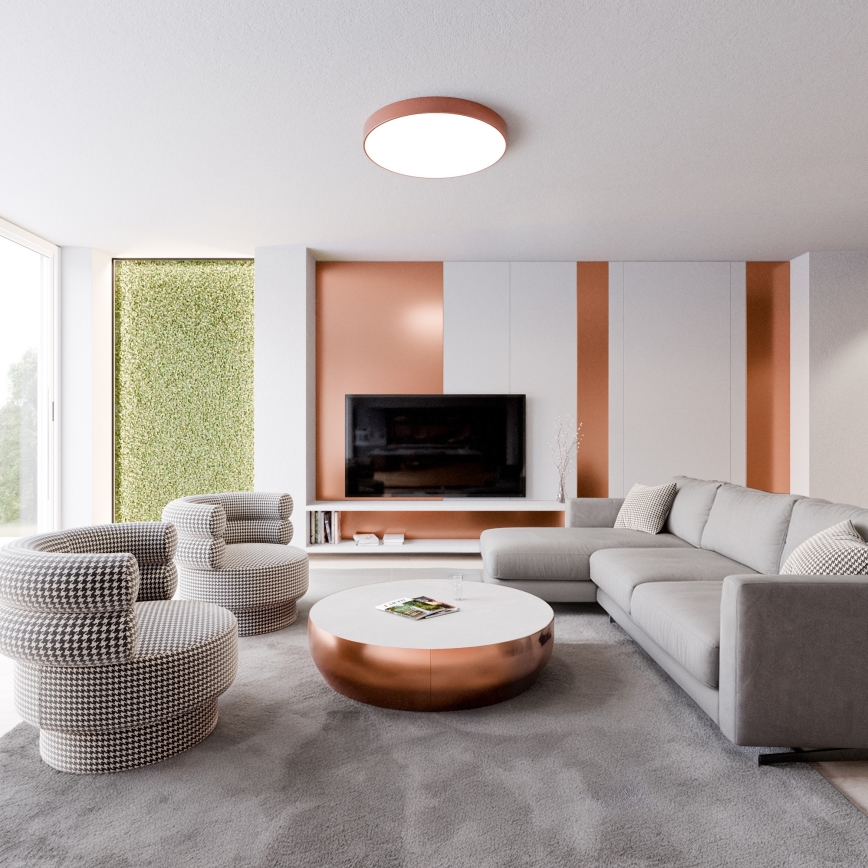 Stropna svetilka s senzorjem gibanja in sumraka CLEO 5xE27/24W/230V pr. 60 cm bakrena