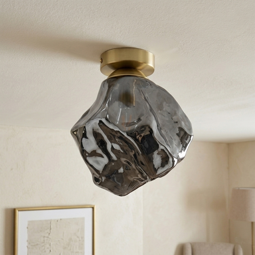 Stropna svetilka CRISTAL 1xE14/15W/230V medena/zadimljena črna