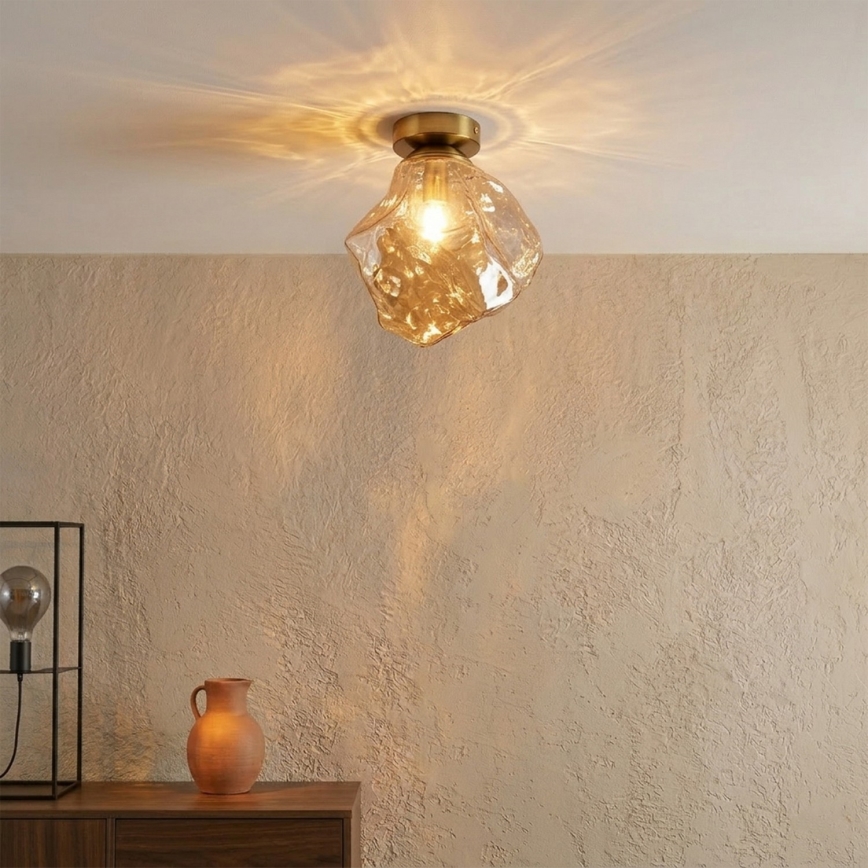 Stropna svetilka CRISTAL 1xE14/15W/230V medenina/dimno bež