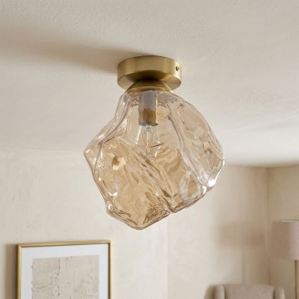 Stropna svetilka CRISTAL 1xE14/15W/230V medenina/dimno bež