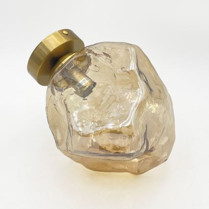 Stropna svetilka CRISTAL 1xE14/15W/230V medenina/dimno bež