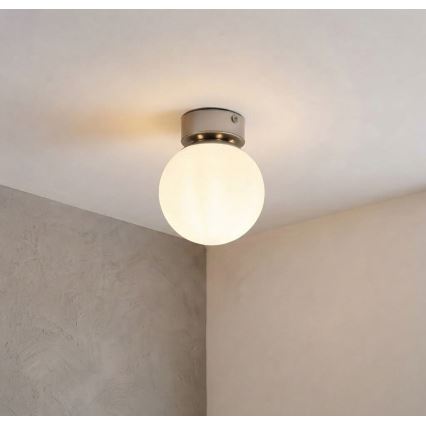 Stropna svetilka ELIAS 1xE14/5W/230V, premer 13 cm, matni krom/bela