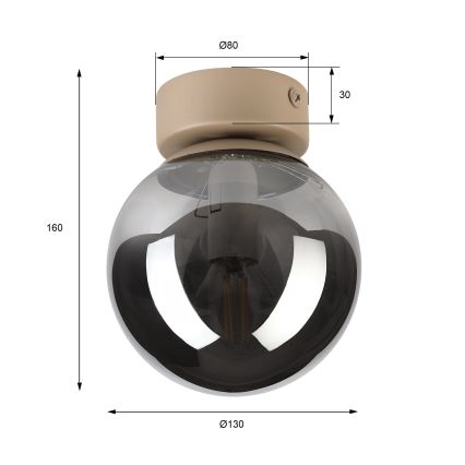 Stropna svetilka ELIAS 1xE14/5W/230V Ø 13 cm bež/dimno siva