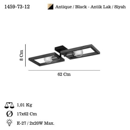Stropna svetilka ERA 2xE27/40W/230V rjava