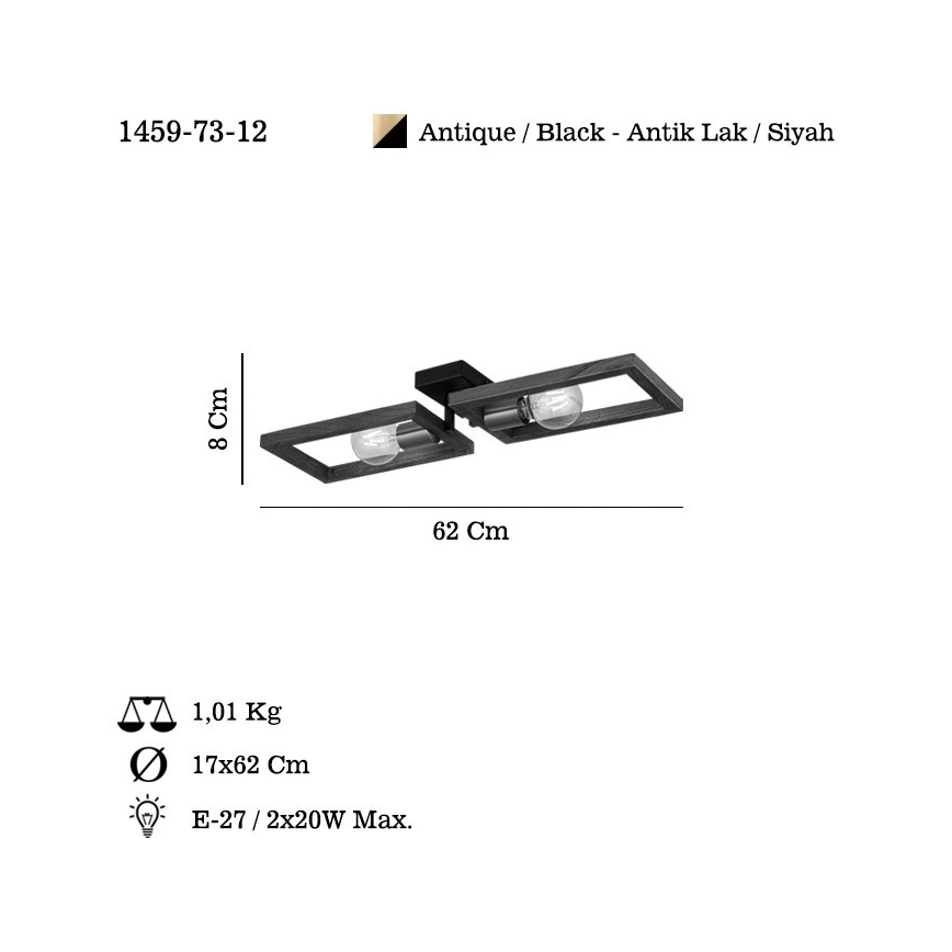 Stropna svetilka ERA 2xE27/40W/230V rjava