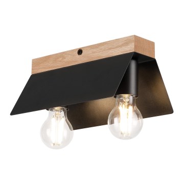 Stropna svetilka ESME 2xE27/15W/230V črna/hrast