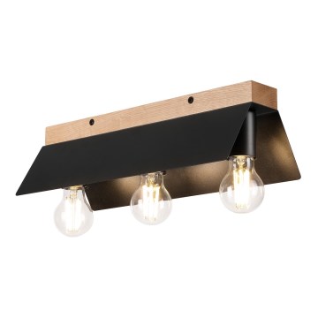 Stropna svetilka ESME 3xE27/15W/230V črna/hrast