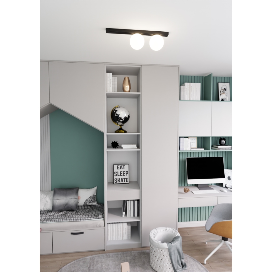Stropna svetilka FIT 2xE14/10W/230V črna/bela