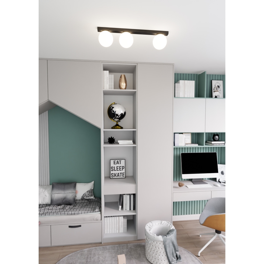 Stropna svetilka FIT 3xE14/10W/230V črna/bela
