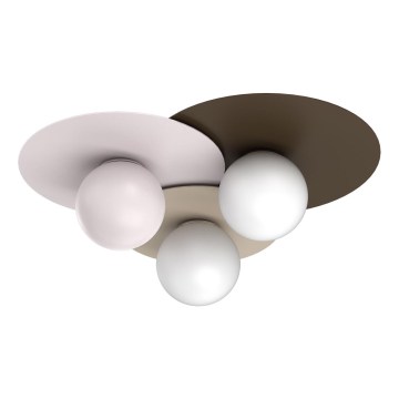 Stropna svetilka FLAT 3xE27/15W/230V 55x60 cm bežna/kremna/rjava