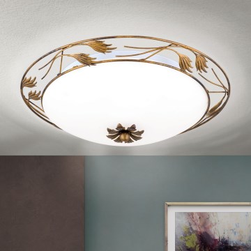 Stropna svetilka FLEUR 3xE27/60W/230V pr. 50 cm bron