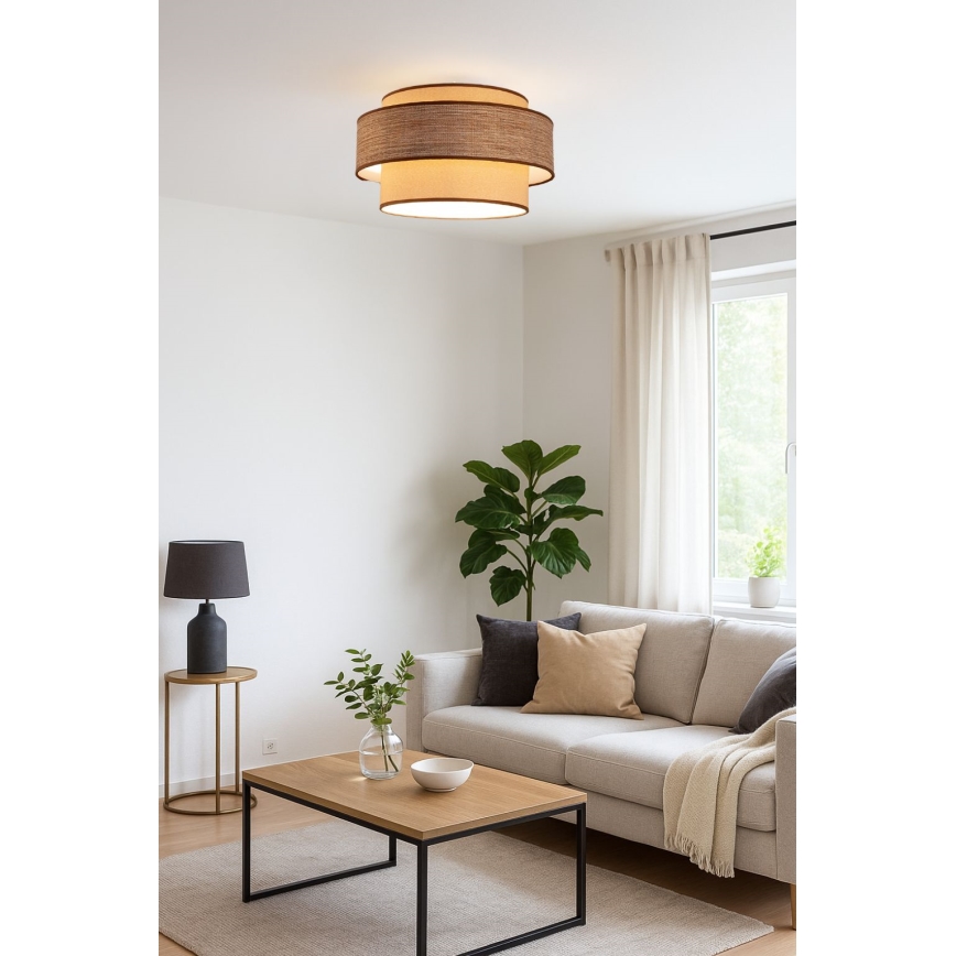 Stropna svetilka GRACE 1xE27/60W/230V bež/rjava