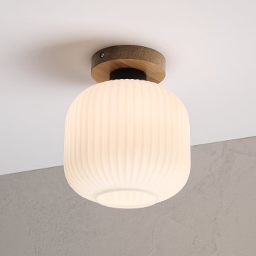 Stropna svetilka HARMA WOOD 1xE27/15W/230V hrast/bela, premer 20 cm