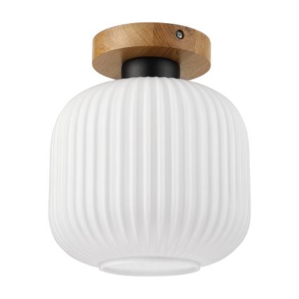 Stropna svetilka HARMA WOOD 1xE27/15W/230V hrast/bela, premer 20 cm