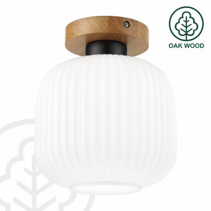 Stropna svetilka HARMA WOOD 1xE27/15W/230V hrast/bela, premer 20 cm