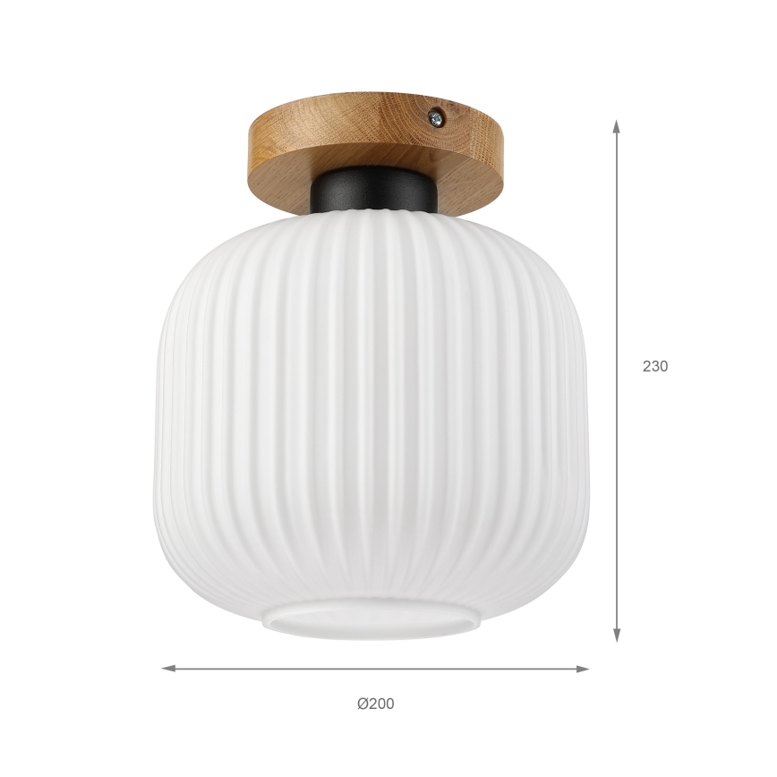 Stropna svetilka HARMA WOOD 1xE27/15W/230V hrast/bela, premer 20 cm