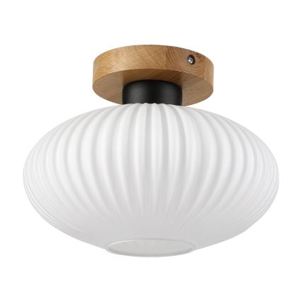 Stropna svetilka HARMA WOOD 1xE27/15W/230V hrast/bela premer 25 cm