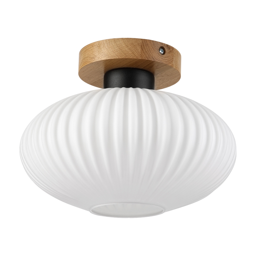 Stropna svetilka HARMA WOOD 1xE27/15W/230V hrast/bela premer 25 cm