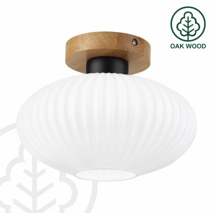 Stropna svetilka HARMA WOOD 1xE27/15W/230V hrast/bela premer 25 cm