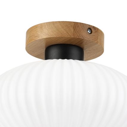 Stropna svetilka HARMA WOOD 1xE27/15W/230V hrast/bela premer 25 cm