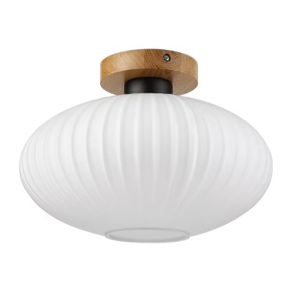 Stropna svetilka HARMA WOOD 1xE27/15W/230V hrast/bela, premer 30 cm