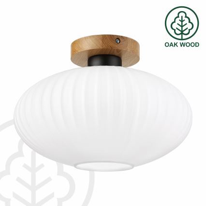 Stropna svetilka HARMA WOOD 1xE27/15W/230V hrast/bela, premer 30 cm
