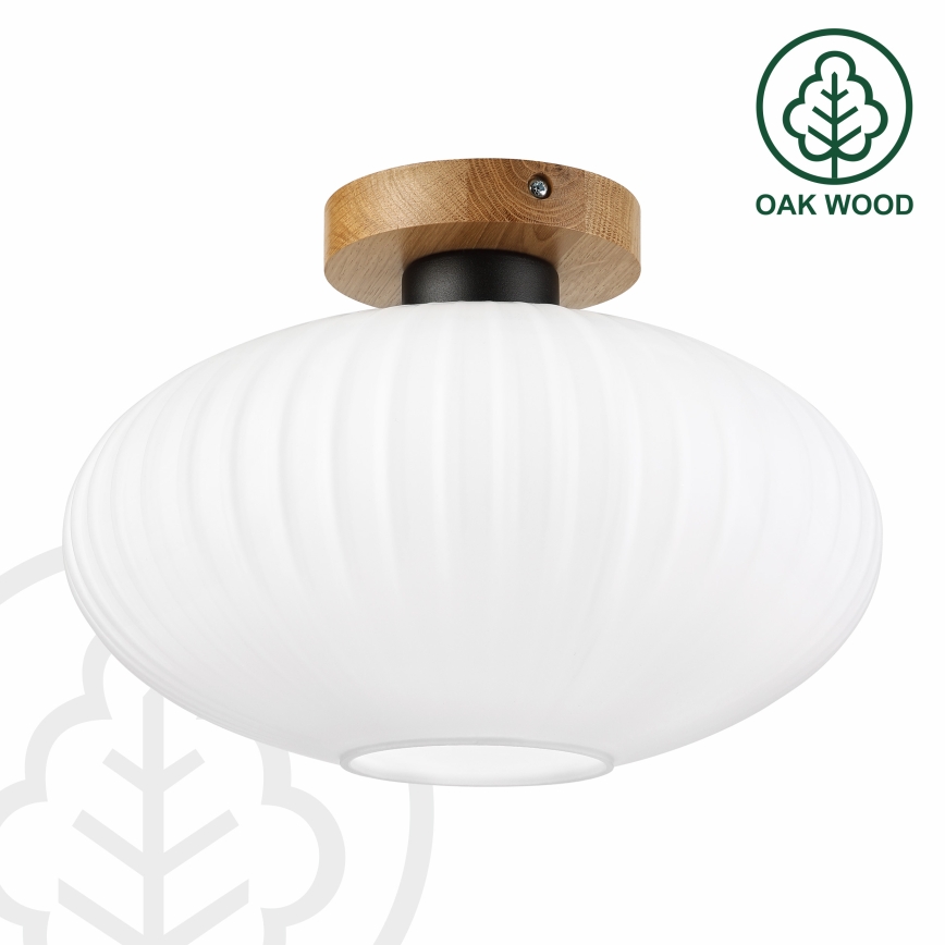 Stropna svetilka HARMA WOOD 1xE27/15W/230V hrast/bela, premer 30 cm