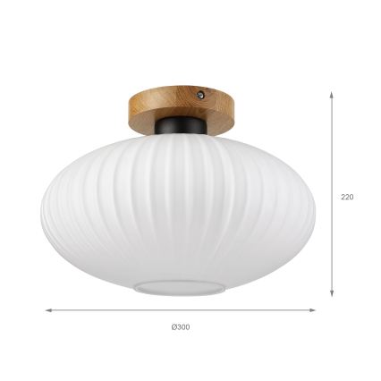 Stropna svetilka HARMA WOOD 1xE27/15W/230V hrast/bela, premer 30 cm