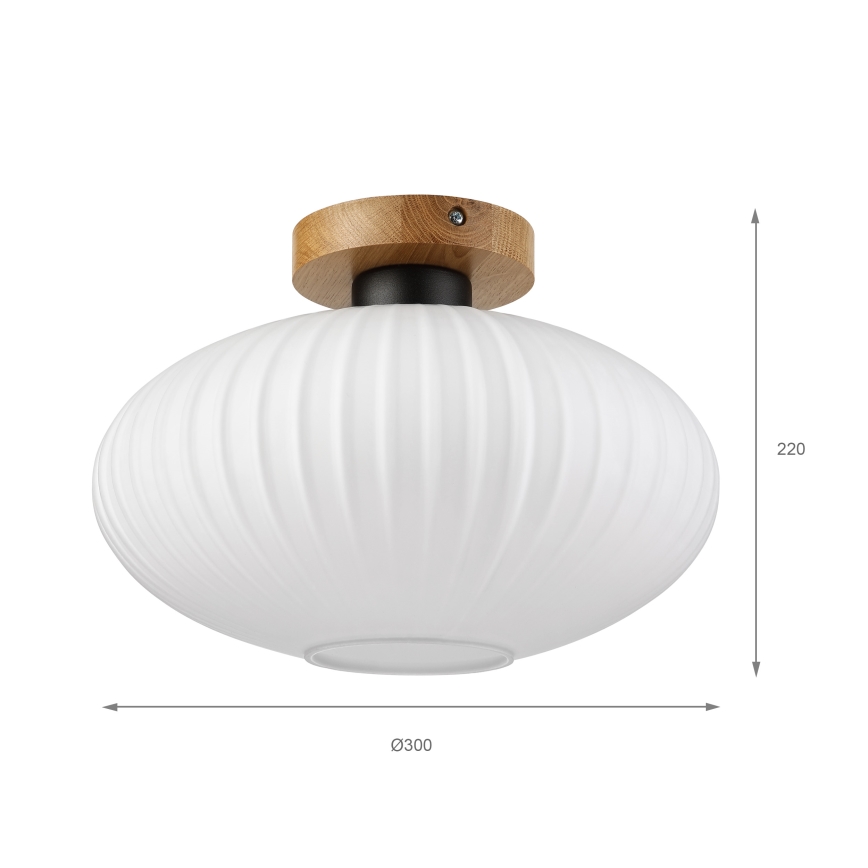 Stropna svetilka HARMA WOOD 1xE27/15W/230V hrast/bela, premer 30 cm