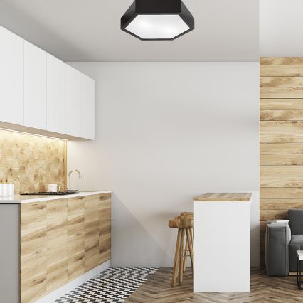 Stropna svetilka HEX 2xE27/60W/230V pr. 43 cm bor wenge