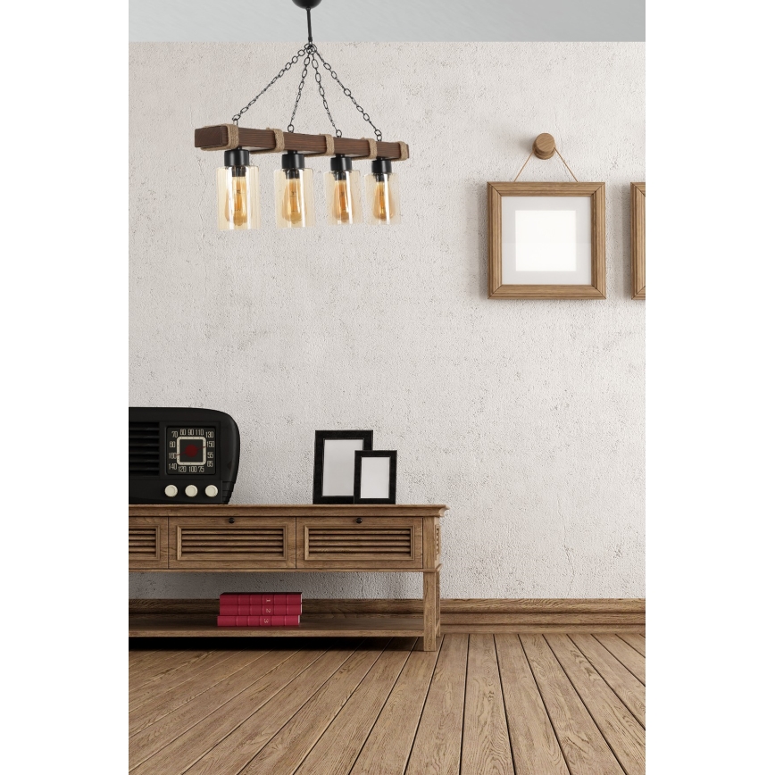 Stropna svetilka JASMIN 4xE27/40W/230V rjava/bežna