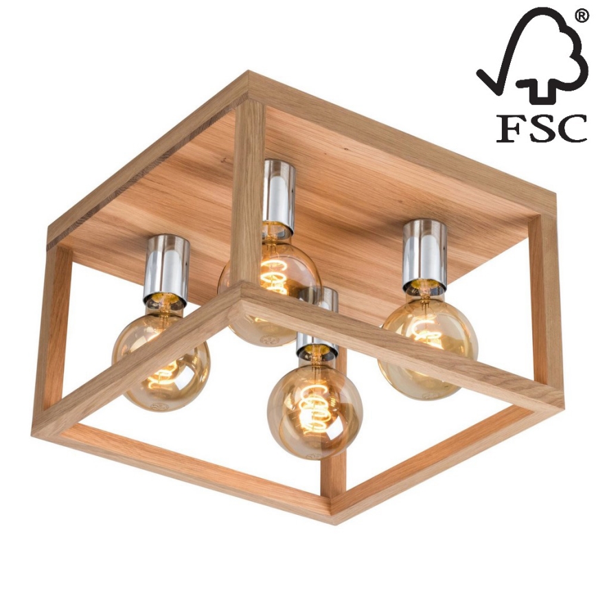 Stropna svetilka KAGO 4xE27/60W/230V hrast - FSC certifikat