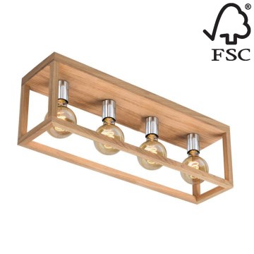 Stropna svetilka KAGO 4xE27/60W/230V mat hrast - FSC certifikat