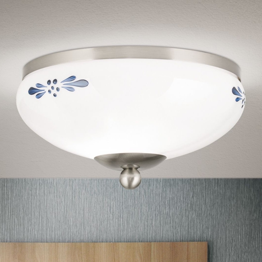 Stropna svetilka LANDHAUS 1xE27/60W/230V pr. 21 cm mat krom/bela