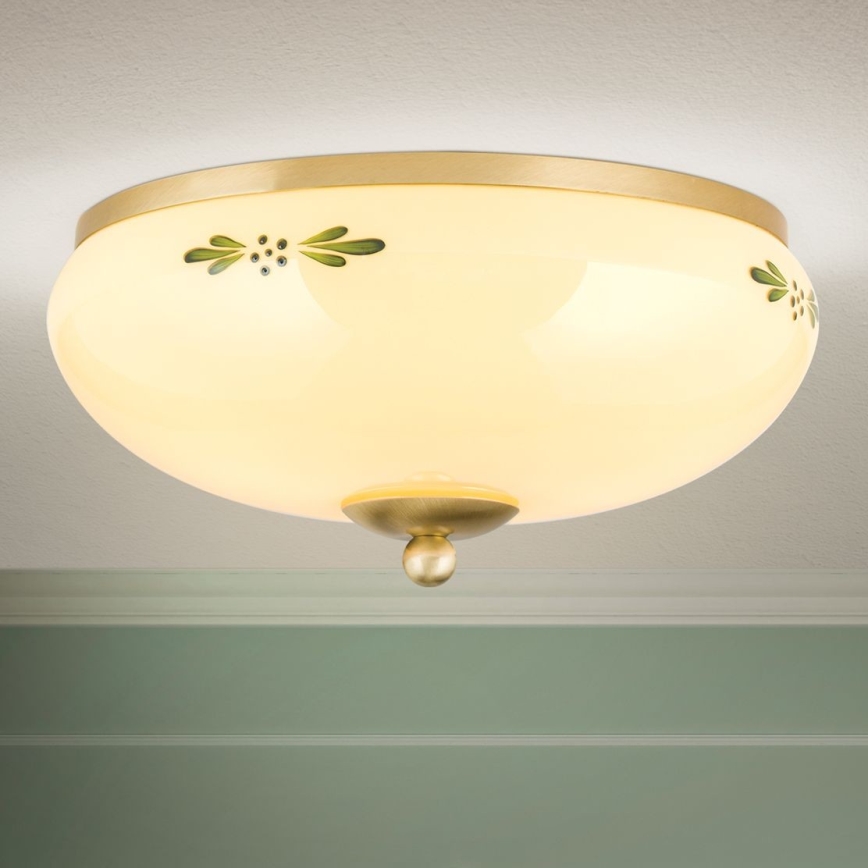 Stropna svetilka LANDHAUS 2xE27/60W/230V pr. 28 cm bron/bež