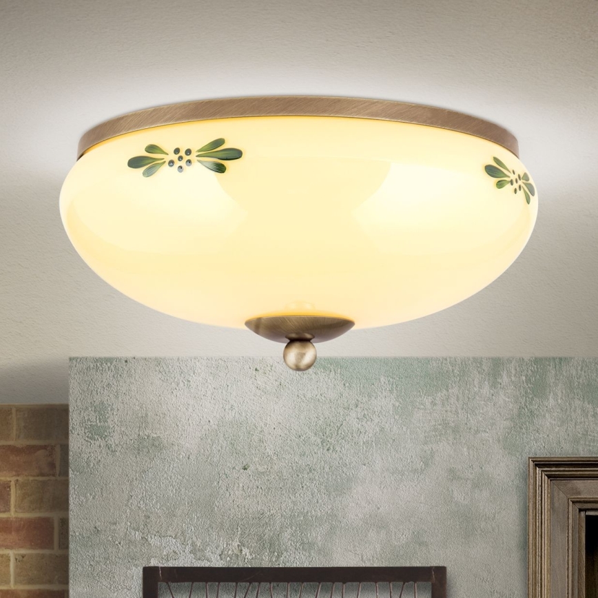 Stropna svetilka LANDHAUS 2xE27/60W/230V pr. 28 cm bron/bež