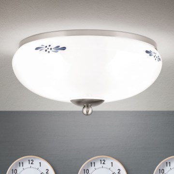 Stropna svetilka LANDHAUS 2xE27/60W/230V pr. 28 cm mat krom/bela