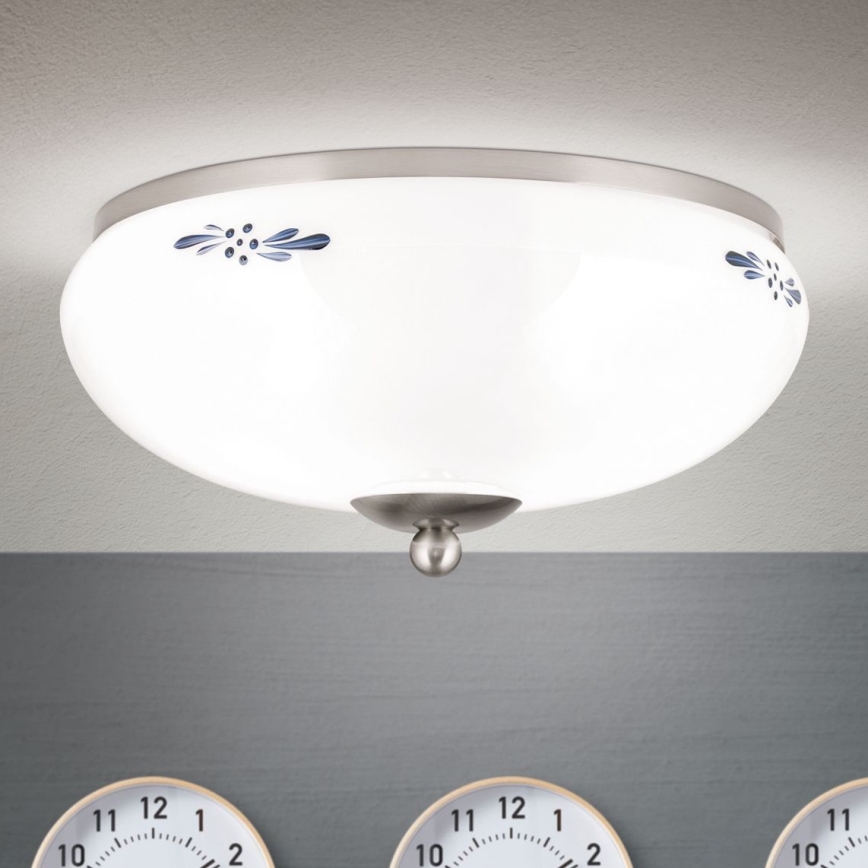 Stropna svetilka LANDHAUS 2xE27/60W/230V pr. 28 cm mat krom/bela