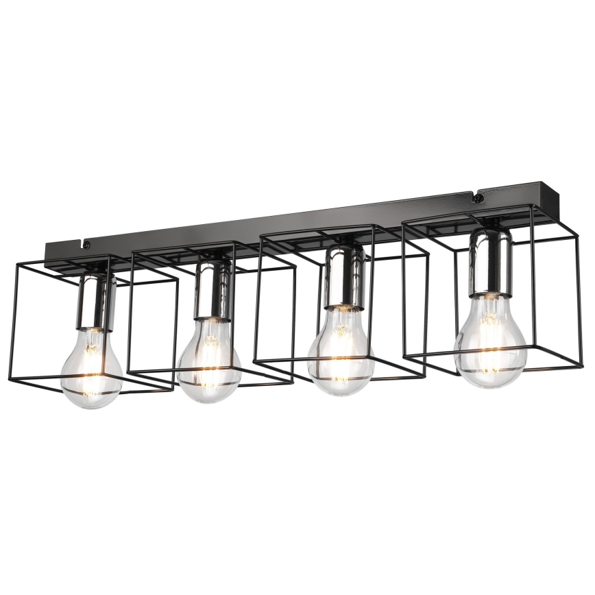Stropna svetilka MIKA 4xE27/60W/230V 61 cm črna/sijajni krom