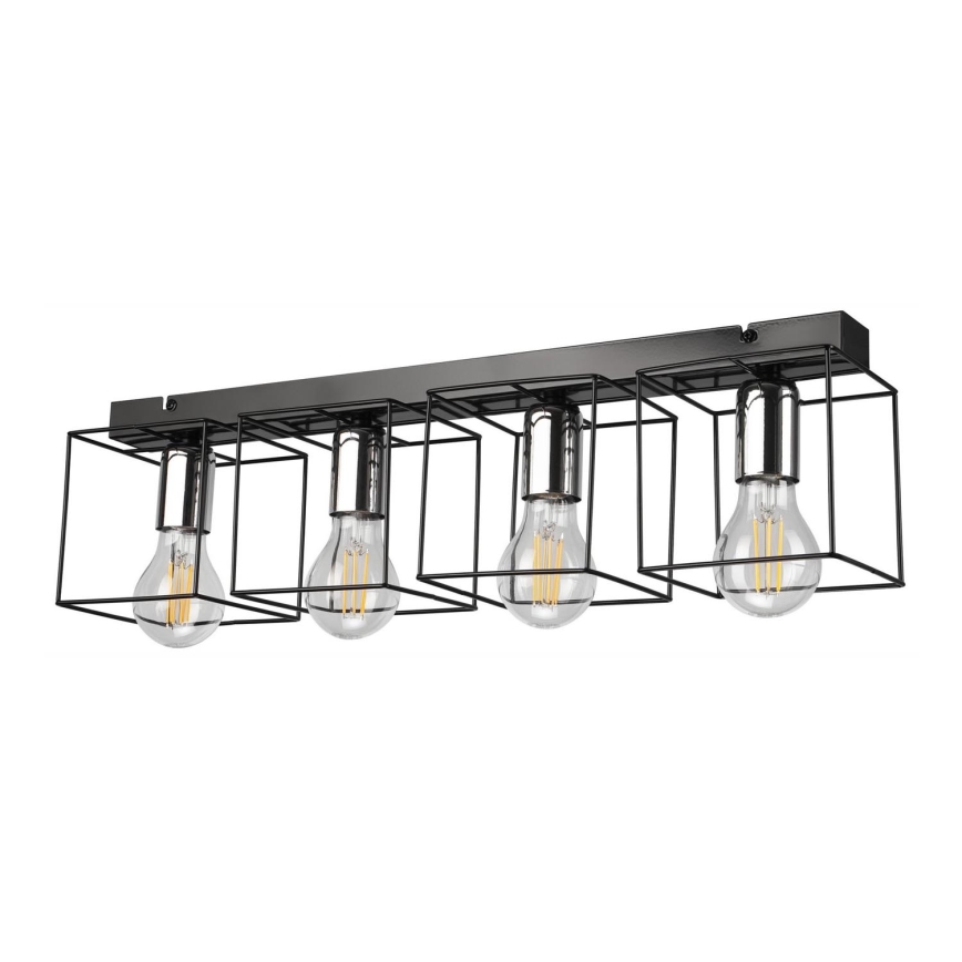 Stropna svetilka MIKA 4xE27/60W/230V 61 cm črna/sijajni krom