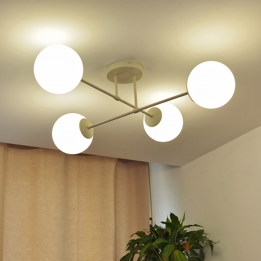 Stropna svetilka MOON 4xE27/15W/230V kremna